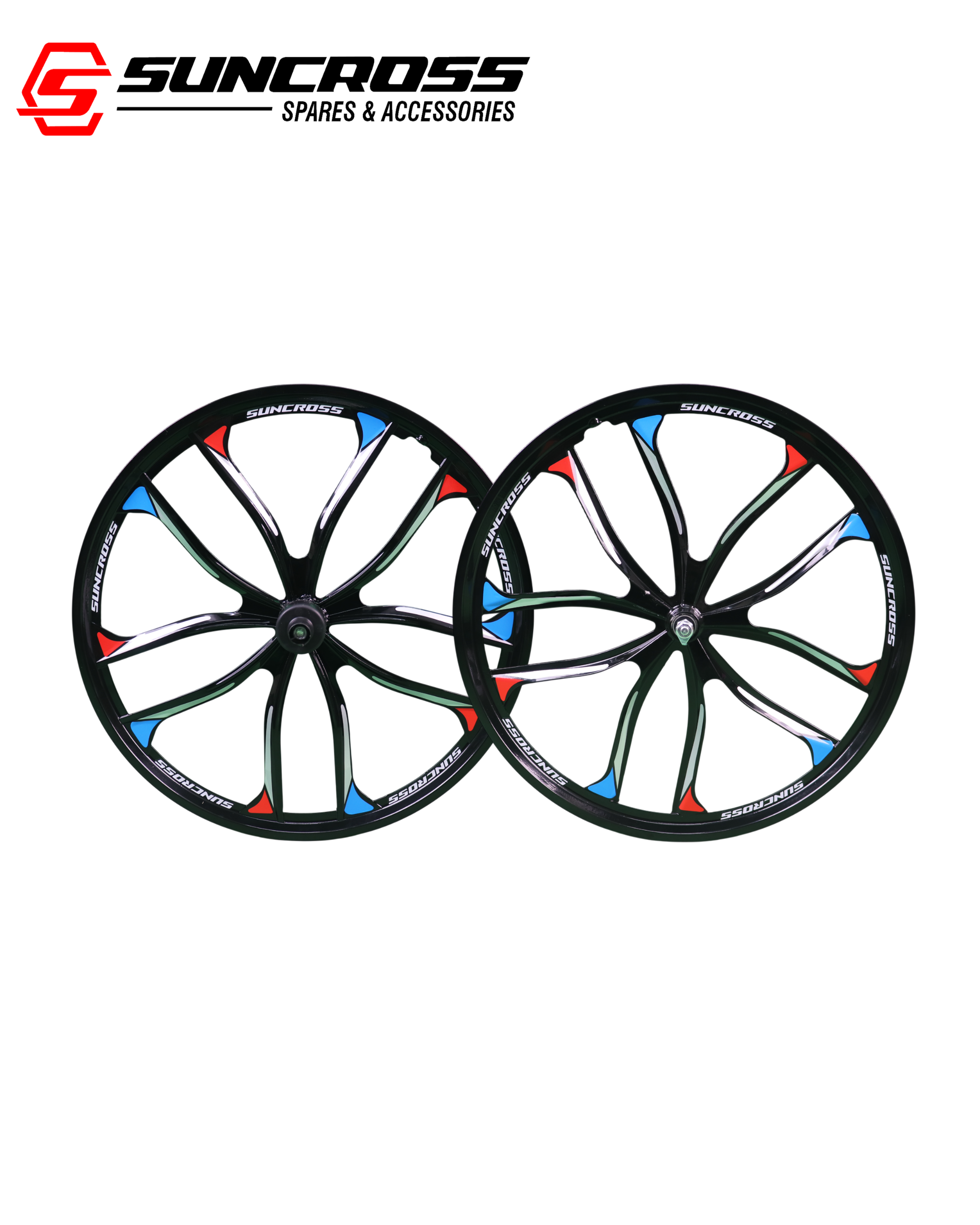 24 inch Suncross mag wheel 10 spoke single speed black with UCP bolts